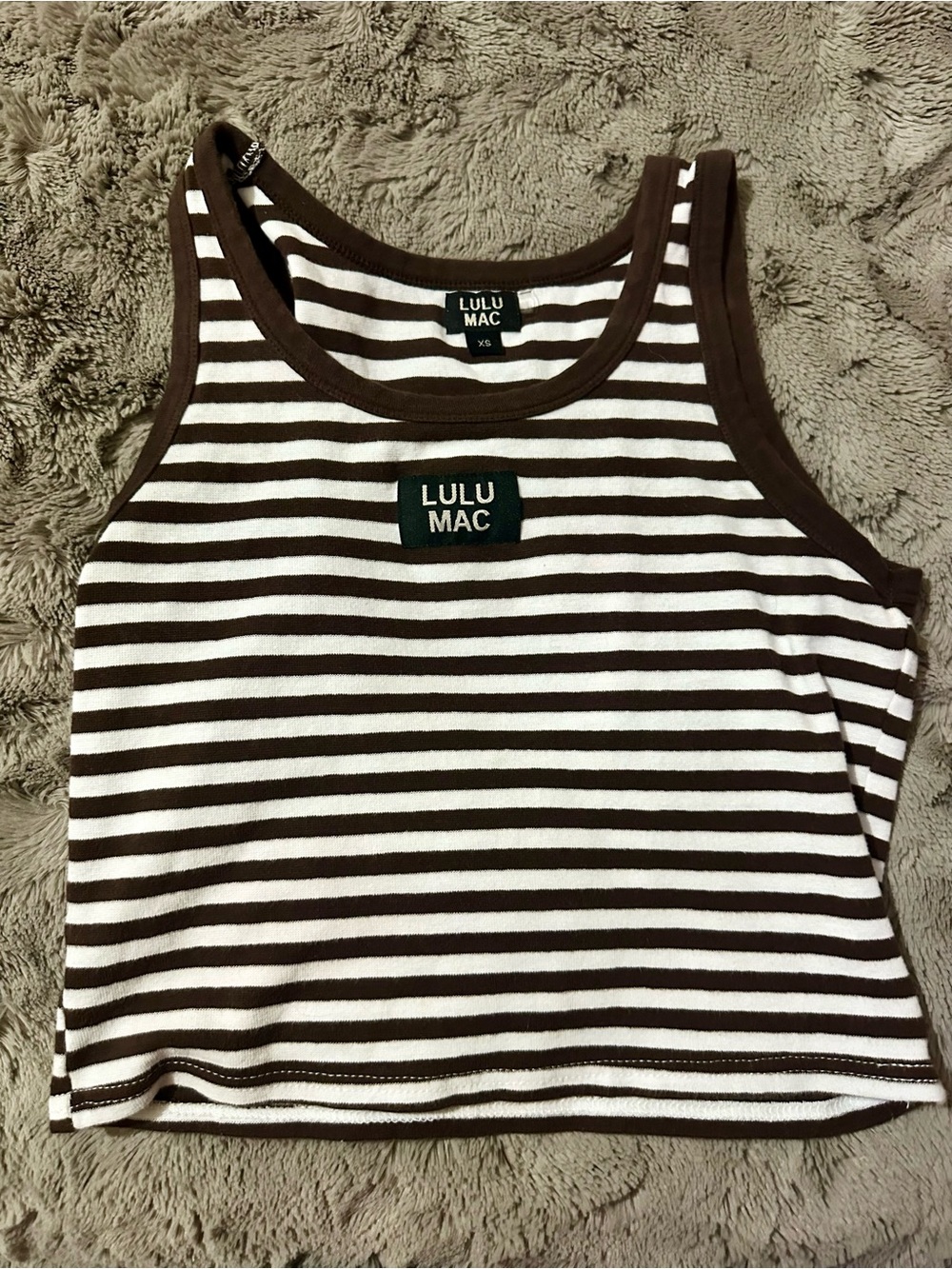 Women's Brown & White Striped Tank